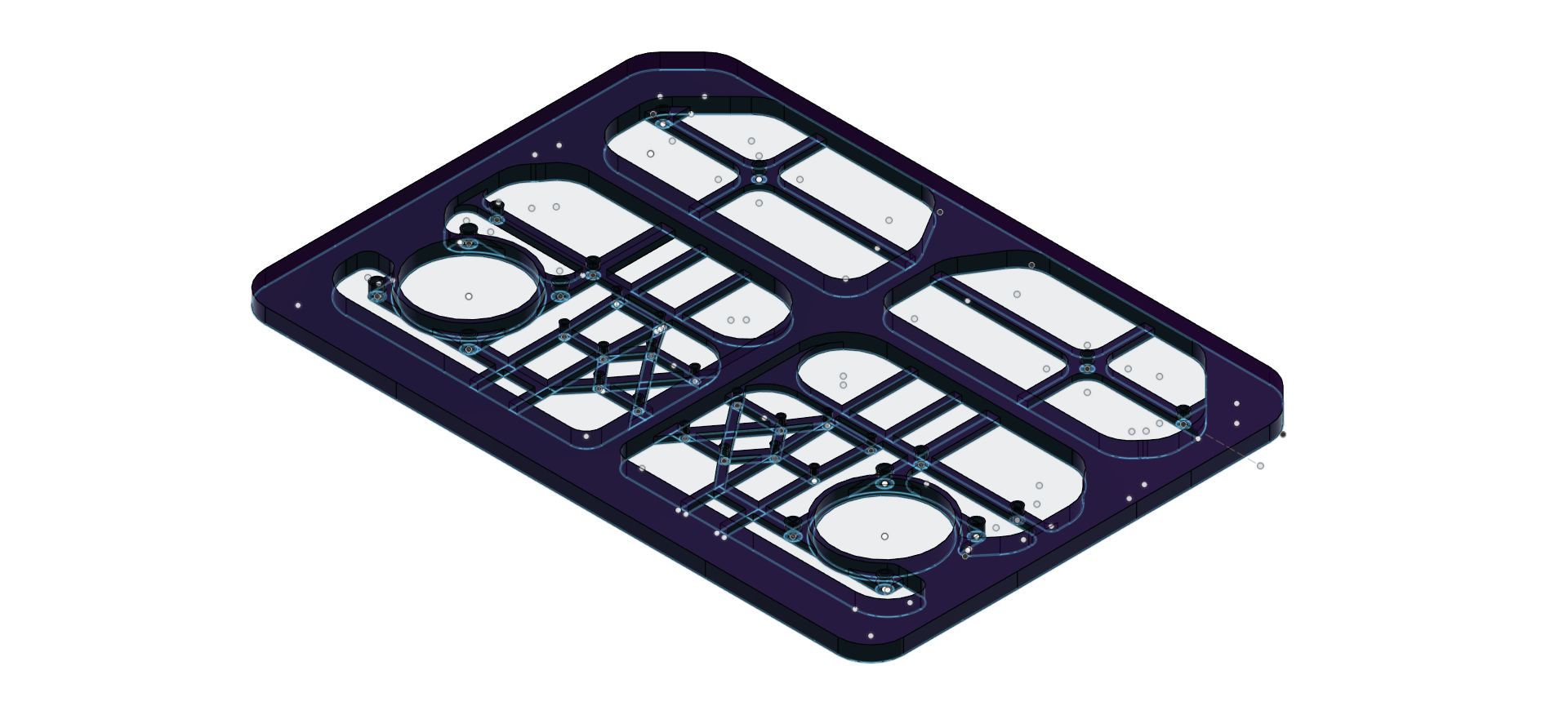 PCB on purple acrylic render